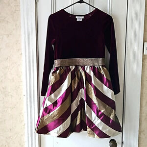 Bonnie Jean Girls 16 Holiday Dress Plum Purple Gold
